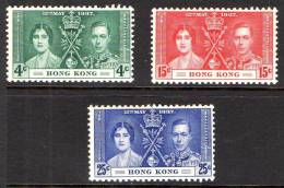 Hong Kong 1937 Coronation Set Of 3 MH * - Nuevos