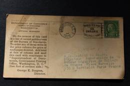 1928 Lettre, Cover Postcard Departement Of Commerce Bureau Of Standards Washington Official Business Flamme Insure - Briefe U. Dokumente