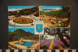 CP, 04, Digne Vue Générale Rond Point Piscine Champ De Lavande Editions André 1973 - Digne