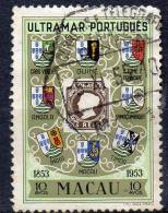 MACAU 1954 Portuguese Stamp Centenary - 10a  Stamp Of 1853 And Arms Of Portuguese Overseas Provinces  FU - Autres & Non Classés