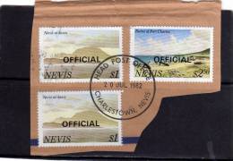 NEVIS 1981 LANDSCAPES  OVERPRINTED OFFICIAL - PAESAGGI  SOPRASTAMPATI USED - St.Kitts En Nevis ( 1983-...)