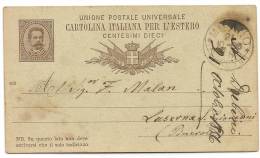 ITALIA - 1886 CARTOLINA  ITALIANA PER L´ESTERO Used Inside L´Italia  From MILANO To LUSERNA S. GIOVANNI - Postwaardestukken