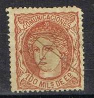 Sello 100 Milesimas Alegoria 1870, Cruz De Tinta Cartería, Num 108 º - Used Stamps