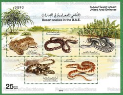 UAE / ARAB EMIRATES 2012 - DESERT SNAKES S/S # 3890 MNH ** - VIPER , REARFANG , SAND BOA SNAKE - As Scan - Serpents