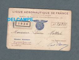 Carte Ancienne - Ligue Aéronautique De France - 1936 - 18 Avenue Victor Emmanuel 3 à Paris - Altri & Non Classificati