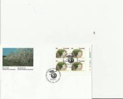 CANADA 1991 – FDC FRUIT TREES GROWING – STANLEY PLUM  W 1 LOWER RIGHT BLOCK OF 4 STS   OF 84 C POSTM. OTTAWA, ON DEC 27 - 1991-2000