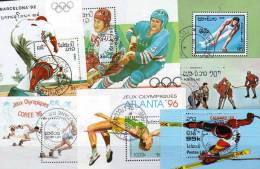 7 Motive Blocks Winter-Sport Sommer-Olympiade Laos Block O 12€ Olympische Ringe Topics Bloc Summer Olympic Sheet Of Lao - Collections (en Albums)