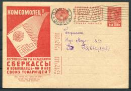 1933 USSR Political Stationery Postcard Odessa - Prague - Covers & Documents