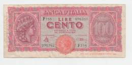 Italy 100 Lire 1944 AVF Banknote P 75a 75 A - 100 Liras