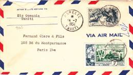 9203# LETTRE PAR AVION Obl PAPEETE TAHITI 1954 VIA AIR MAIL Pour PARIS - Sonstige & Ohne Zuordnung