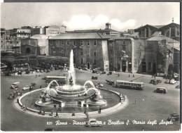 1958 ROMA PIAZZA ESEDRA  FG V 2 SCANS ANIMATA TARGHETTA - Lugares Y Plazas