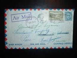 LETTRE PAR AVION POUR LA FRANCE TP 10C + 5C OBL.MEC. DEC 16 1948 MONTREAL + GRIFFE AIR MAIL - Lettres & Documents