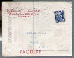 Facture Société Grenobloise De Transports Du 5-01-1950 Vins Auriach Marseille Pour Thomas Voiron - TP Gandon 812 - Verkehr & Transport