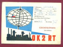 120482 / QSL Card - OK2RT -  1959 Oil Plant , GLOBE FLAG , OSTRAVA Czechoslovakia Tchecoslovaquie Tschechoslowakei - Otros & Sin Clasificación