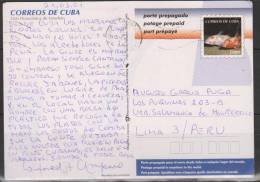 O) 2001 CUBA, PANORAMIC VIEW VARADERO, FISH, POSTAL STATIONERY TO PERU-LIMA - Otros & Sin Clasificación