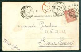 Cpa   Affranchie / 10 Centimes Type Mouchon   En 1903 Pour Le Sierra Leone , Arrivée Freetown  ( 4 Scans ) - Ax3108 - 1900-02 Mouchon