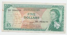 East Caribbean States 5 Dollars 1965 VF+ P 14a 14 A - East Carribeans