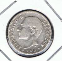 ESPAÑA   -  50 Centimos 1880  PLATA - Andere & Zonder Classificatie