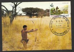 Mozambique Chasse à L'arc Rare Cachet Carte Maximum 1981 Moçambique Hunting With Bow And Arrow Maxicard - Mosambik