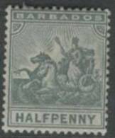 BARBADOS 1892 1/2d Colony Seal QV SG 106 HM HW35 - Barbados (...-1966)