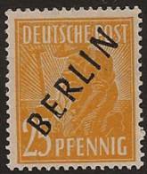 WEST BERLIN 1948 25pf Yell (black) HM SG B10 MN64 - Unused Stamps