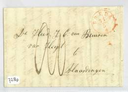 VOORLOPER * HANDGESCHREVEN VOUWBRIEF Uit 1850 Van ZEVENBERGEN (speciaal Stempel Achterzijde)  Naar VLAARDINGEN (7280) - ...-1852 Voorlopers