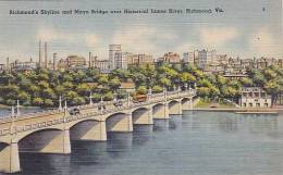 Virginia Richmond Skyline And Mayo Bridge Over Historical James River - Richmond