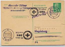 DDR P70 IF Frage-Postkarte III/18/185 ZURÜCK ! Weimar-Magdeburg 1962 - Postales - Usados