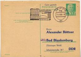 DDR P70 IF Postkarte ZUDRUCK BÖTTNER #12 FEHLDRUCK AUF FRAGEKARTE Sost. ALEXANDERPLATZ BERLIN Leipzig 1966 - Private Postcards - Used