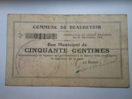 Aisne 02 Beaurevoir , 1ère Guerre Mondiale 50 Centimes - Bons & Nécessité