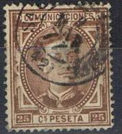 Sello 25 Cts Alfonso XII 1876, Fechador SANTA CRUZ De TENERIFE (Canarias), Num 177 º - Oblitérés
