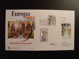 ESPAGNE SPANIEN SPAIN EUROPA CEPT 2001 EAU WATER WASSER TIRAGE LIMITE CONSEIL DE L´EUROPE 30 Ex. !!! - Covers & Documents