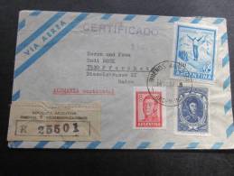 Buenos Aires Argentine Argentina Lettre Letter Cover Certificado R 25501 Recommandé Pour Baden Timbre Saut à Ski - Lettres & Documents