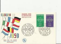 EUROPA CEPT 1959 - FRANCE FDC PHILATELIC  EXPOSITION - PARIS W 2 STS OF 25-50 FR. POSTM SEP 19 REFR2187 - 1959