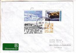 GOOD SWEDEN Postal Cover To ESTONIA 2002 - Good Stamped: Marathon ; Boat ; Lighthouse - Lettres & Documents