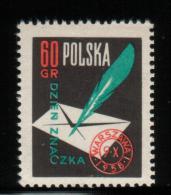 POLAND 1958 STAMP DAY NHM Letter Writing Feather Or Quill Pen - Neufs