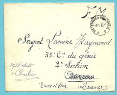 Portvrije Brief Met Stempel WATERMAEL-WATERMAAL Op 1/1/46 Naar Auneau "France" , Doorverzonden "Hopital Mixte A Chartres - Storia Postale