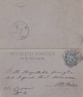 BIGLIETTO POSTALE,PC STATIONERY 1898 ITALIA. - Postwaardestukken