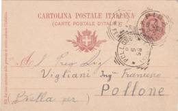 CARTOLINA POSTALE ITALIANA,PC STATIONERY 1898. - Postwaardestukken