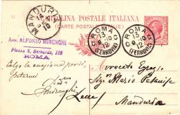 CARTOLINA POSTALE ITALIANA,PC STATIONERY  SENT TO MAIL IN 1910. - Postwaardestukken