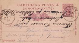 CARTOLINA POSTALE ITALIANA,PC STATIONERY  SENT TO MAIL IN 1891. - Postwaardestukken