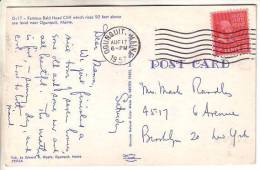 GOOD USA Postcard 1957 - Bald Head Cliff - Good Stamped: Adams - Lettres & Documents