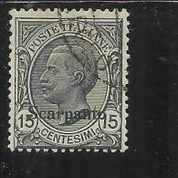 EGEO 1921 - 1922 SCARPANTO 15 C TIMBRATO - Ägäis (Scarpanto)