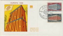 FDC ANDORRE 1969 EUROPA # 0.40 ET 0.70 - Storia Postale