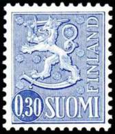 FINLAND, M-63 Lions Definitives 0,30 Blue Type I  TeP** - Unused Stamps