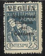 VEGLIA 1920 REGGENZA ITALIANA DEL CARNARO CENT. 25 C MNH - Arbe & Veglia