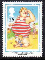 Great Britain Scott #1554 MNH 25p Man In Red Striped Bathing Suit Looking For Boy Sitting At Feet - Pictorial Postcards - Nuevos