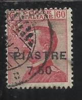 LEVANTE COSTANTINOPOLI 1922 SOPRASTAMPATO D´ITALIA ITALY OVERPRINTED 7,50 SU CENT. 60 C USATO USED OBLITERE´ - European And Asian Offices