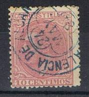 Sello 10 Cts Alfonso XII,  Fechador Trebol Azul VALENCIA De ALCANTARA (Caceres), Num 202 º - Used Stamps