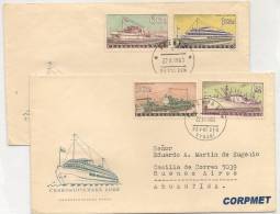 TCHECOSLOVAQUIE - Flotte Marchande 1960 - 2 FDC COVERS Sent To ARGENTINA - Yvert # 1062/1065 - FDC